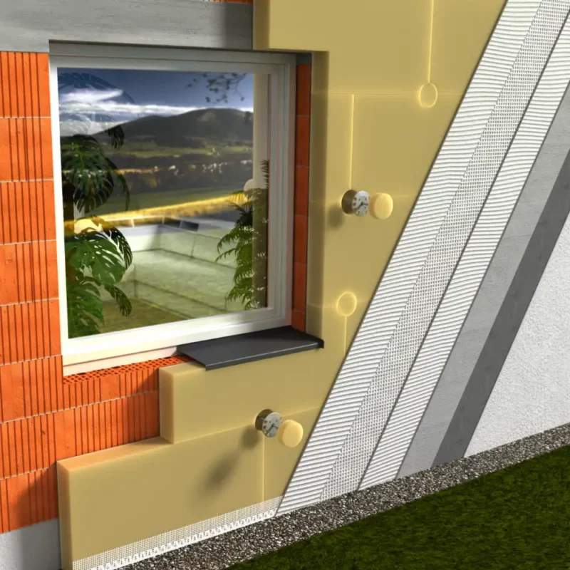 Zloženie izolácie domu s PUR doskami, systém NEW THERM Terrix